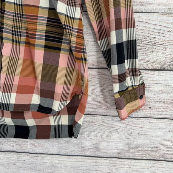 Madewell Classic Ex-Boyfriend Button Down Shirt Womens Small Pink Brown Gray - Picture 4 of 10